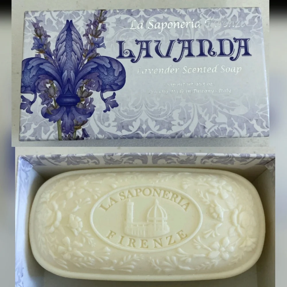 La Saponeria Firenze Lavanda Italy Lavender Jumbo Bar Soap w/ Box 10.5 oz